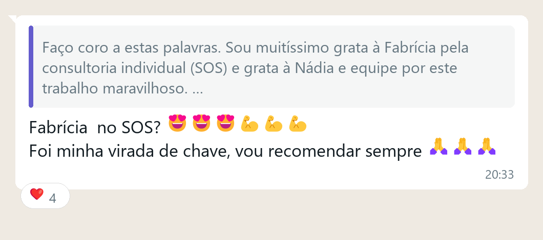 Fabricia no SOS? Foi minha virada de chave, vou recomendar sempre
